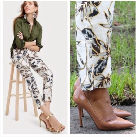 J. Crew Floral Ankle Pants in White and Blue - Picture 6 of 7